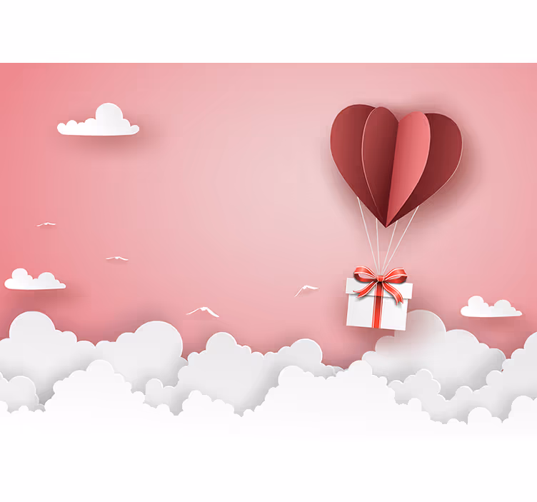 Mural de amor regalo de globo en forma de corazón - TenVinilo