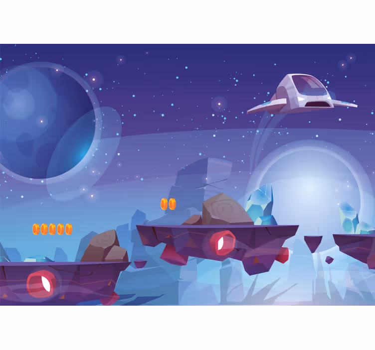 Papel mural fantasía escena de aventura espacial - TenVinilo
