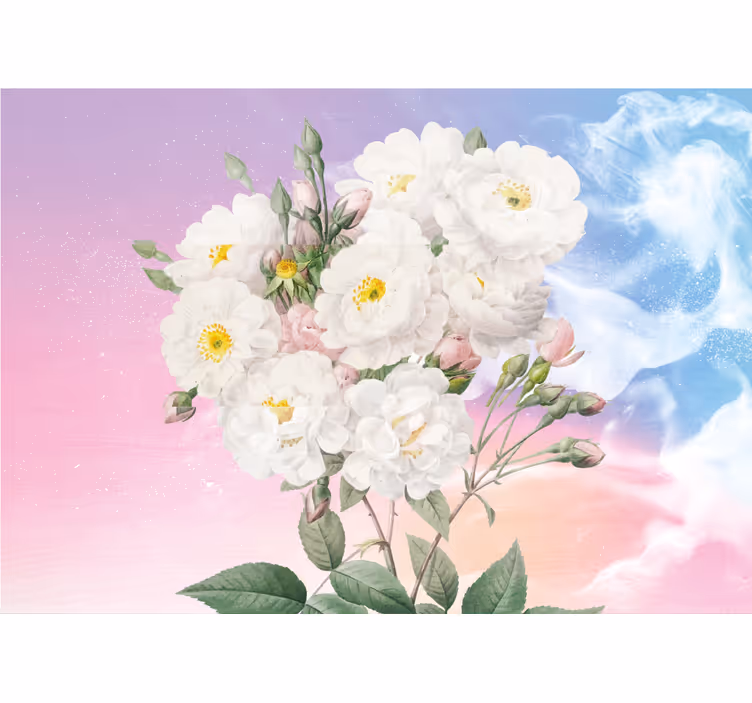 Papel mural flores arreglo floral blanco - TenVinilo