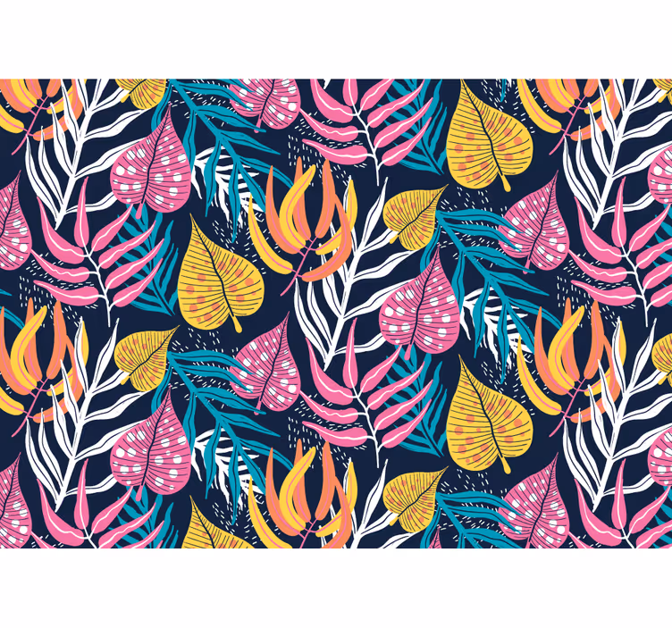 Papel mural flores concepto hoja tropical - TenVinilo