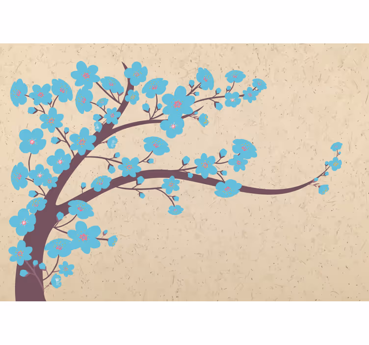 Papel mural flores rama de sakura en flor - TenVinilo