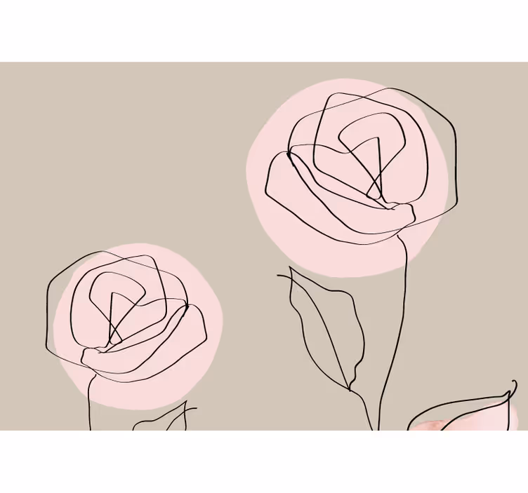 Papel mural flores rosas en línea - TenVinilo