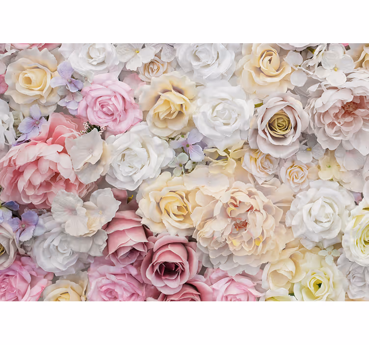 Papel mural flores composición de rosas elegantes - TenVinilo