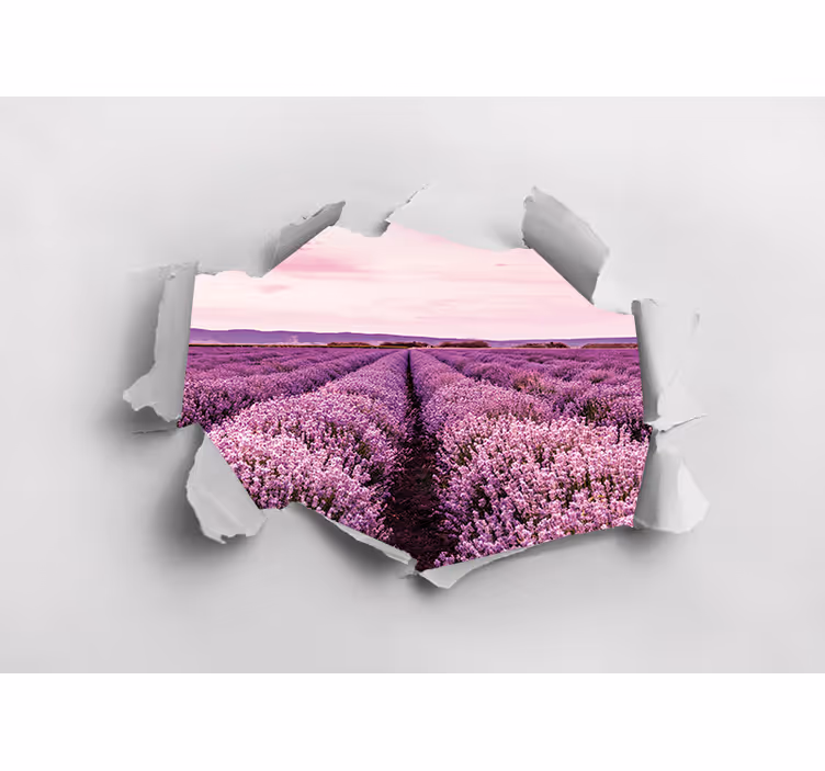 Papel mural flores vista del campo de lavanda - TenVinilo