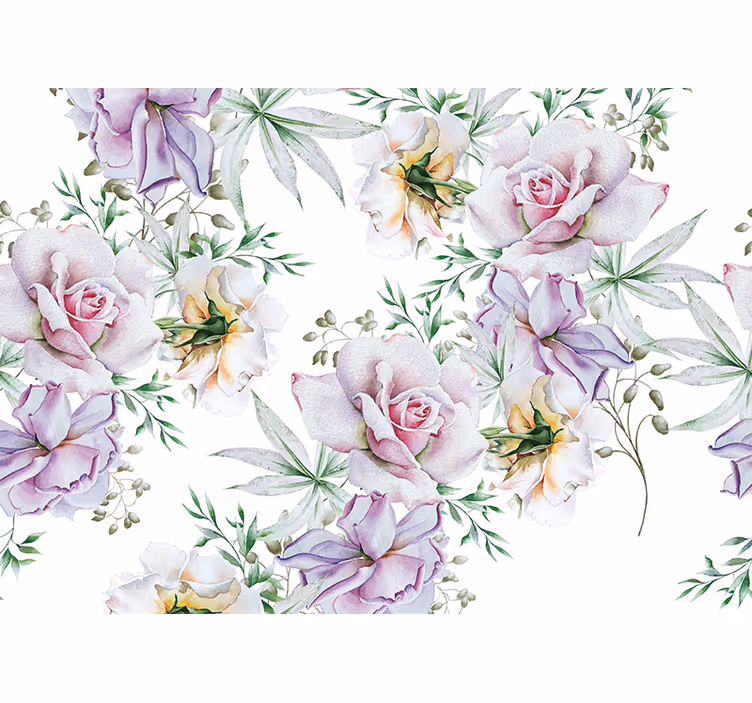 Fotomural 3D Flores lindas realistas en blanco - TenVinilo