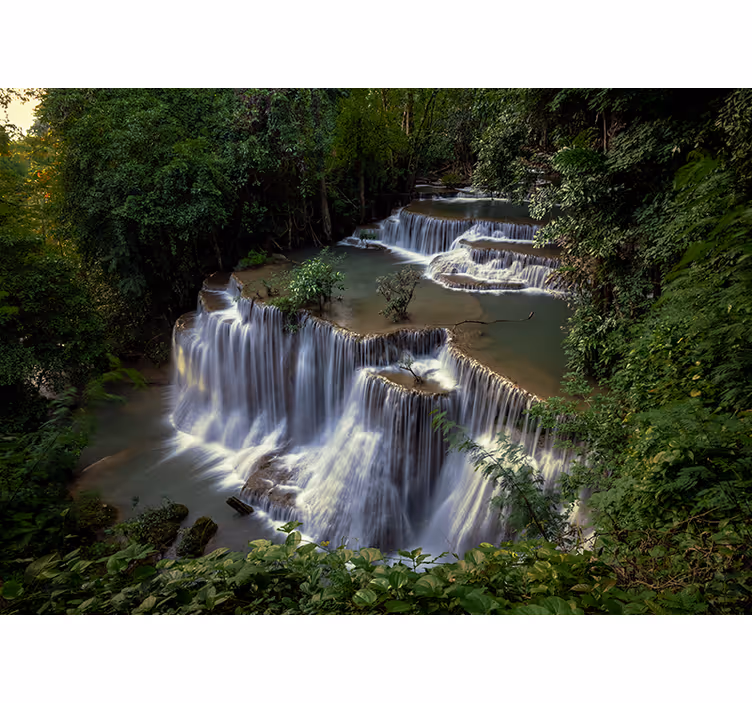 Papel mural naturaleza retiro tranquilo junto a la cascada - TenVinilo