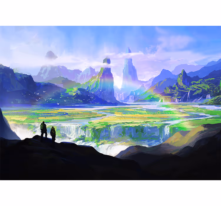 Papel mural paisajes escena natural montañosa - TenVinilo