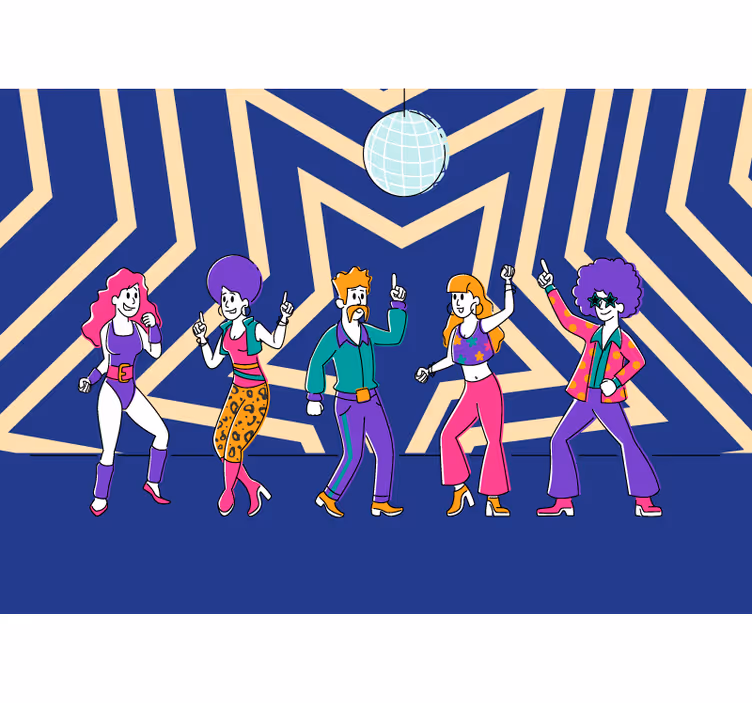 Papel mural música fiesta de baile retro - TenVinilo