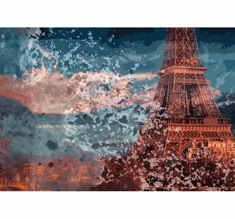 Papel mural parís silueta de la torre eiffel - TenVinilo