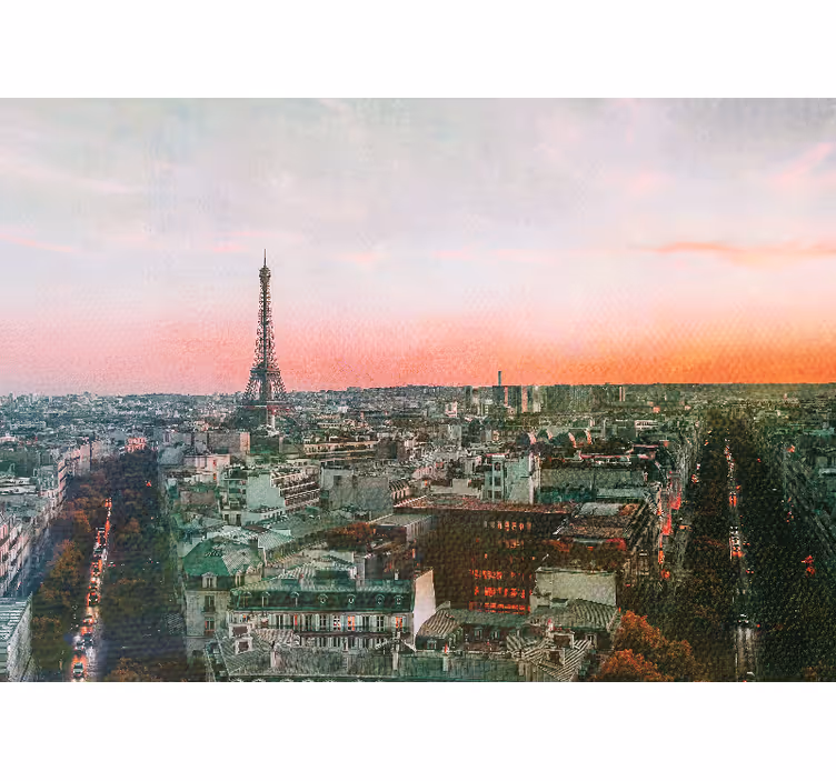 Papel mural parís atardecer en la torre eiffel - TenVinilo