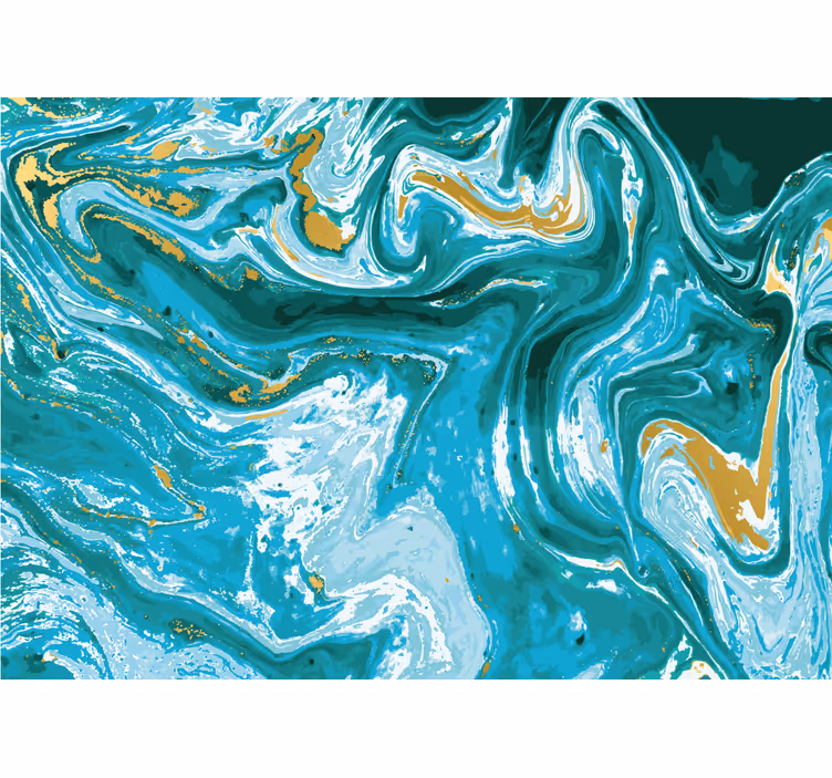 Mural abstracto olas turquesa fluidas - TenVinilo