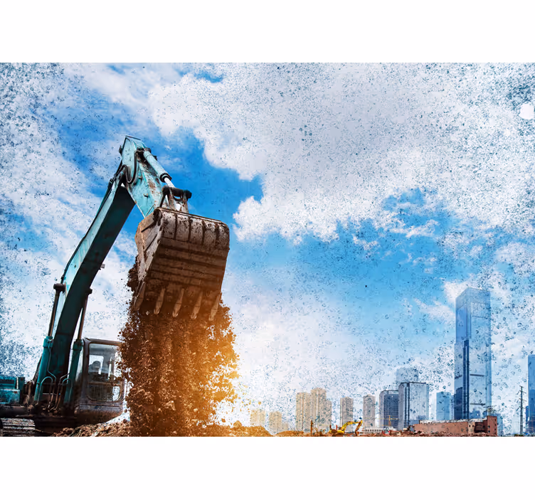 Papel mural ciudades acción de máquinas de construcción - TenVinilo