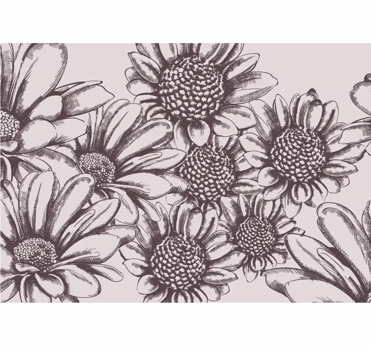 Papel mural flores patrón de margaritas - TenVinilo