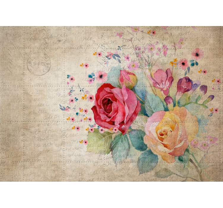 Papel mural flores composición de rosas en flor - TenVinilo