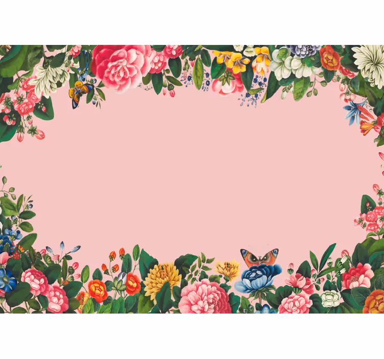 Papel mural flores elegante diseño floral rosa. - TenVinilo