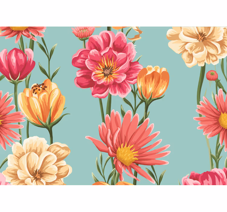 Papel mural flores composición de flores coloridas - TenVinilo