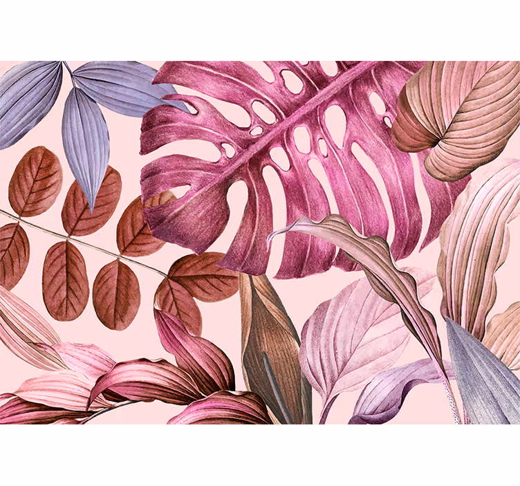 Papel mural flores hojas tropicales vivas - TenVinilo