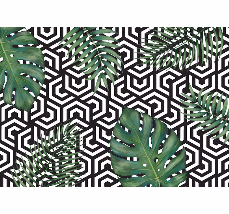Papel mural texturas patrón de hojas geométricas - TenVinilo