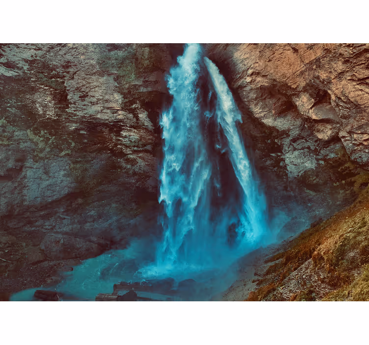 Papel mural montaña perspectiva de gran cascada - TenVinilo