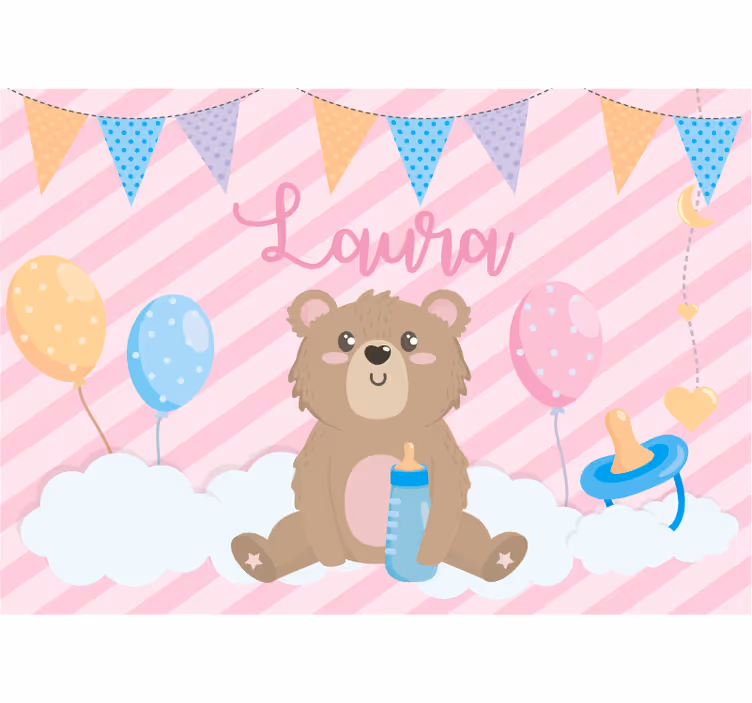 Papel mural infantil ilustración de oso tierno - TenVinilo