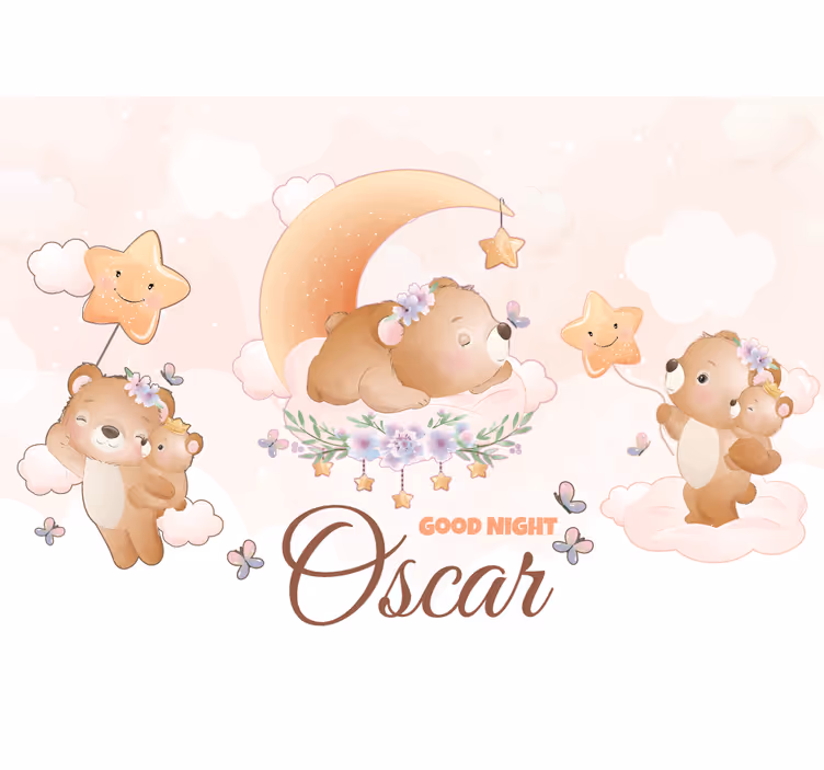 Papel mural para bebé colección oso dormilón - TenVinilo