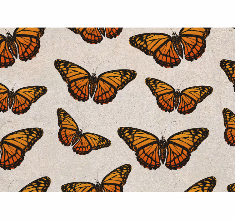 Papel mural flores mariposas en vuelo - TenVinilo