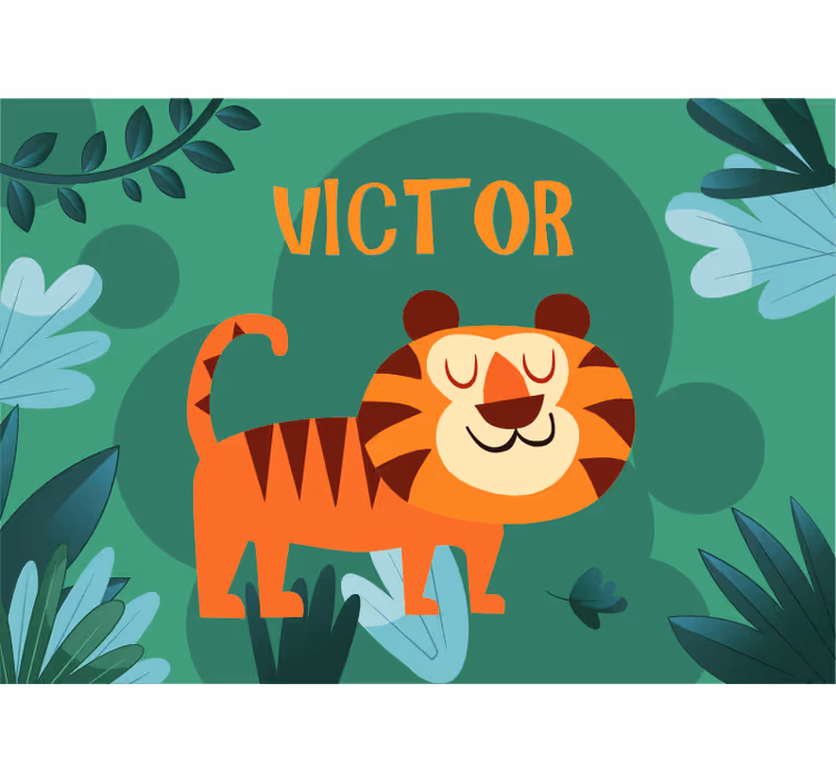 Papel mural personalizable tigre amistoso - TenVinilo