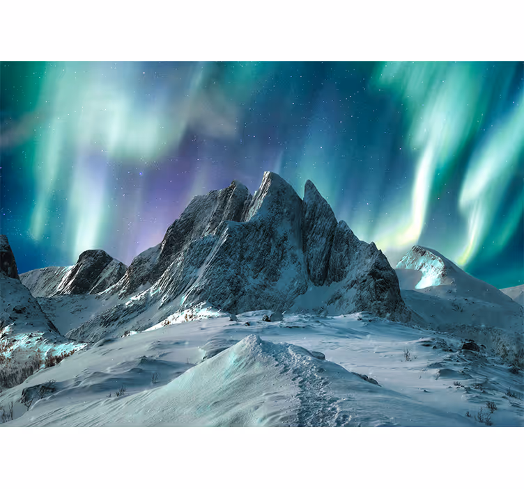 Papel mural paisajes auroras de montaña - TenVinilo
