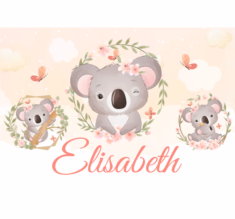 Papel mural personalizable koala familia encantadora - TenVinilo
