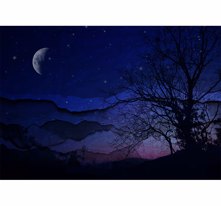 Papel mural cielo noche estrellada iluminada - TenVinilo