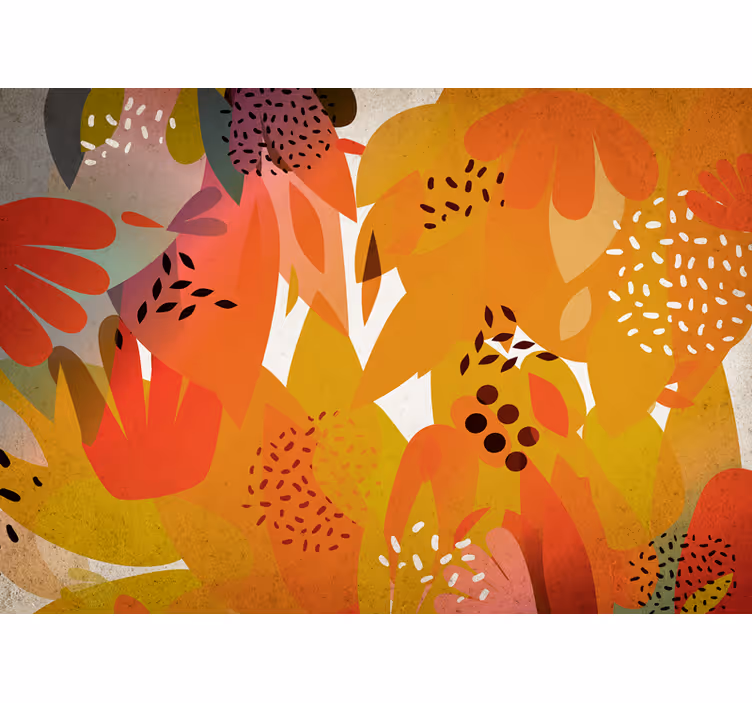 Papel mural flores motivos de hojas vibrantes - TenVinilo