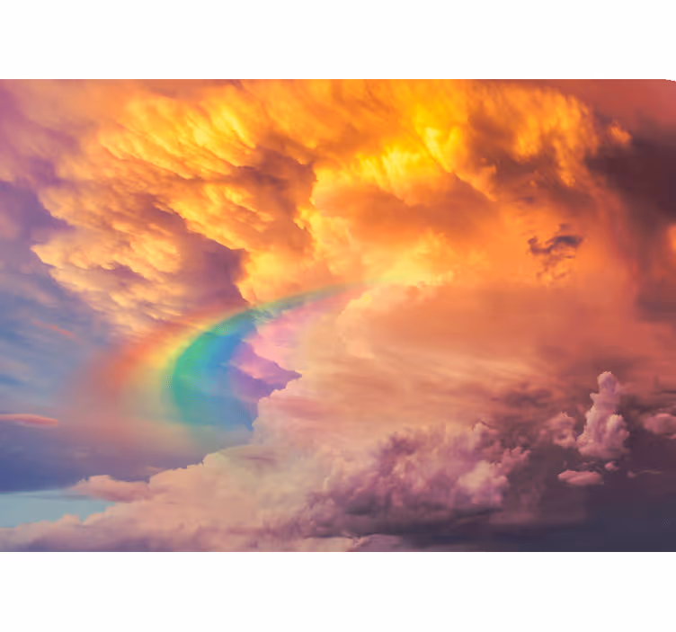 Papel mural cielo paisaje nublado majestuoso arcoíris - TenVinilo