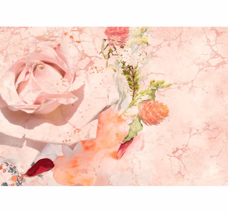 Papel mural flores rosa rosa romántica - TenVinilo
