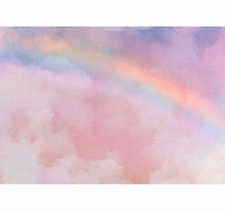 Fotomural para bebés Arcoiris en nubes rosa bebé - TenVinilo