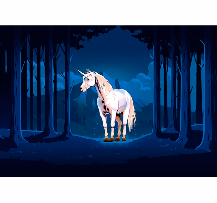 Papel mural fantasía escena de unicornio majestuoso - TenVinilo