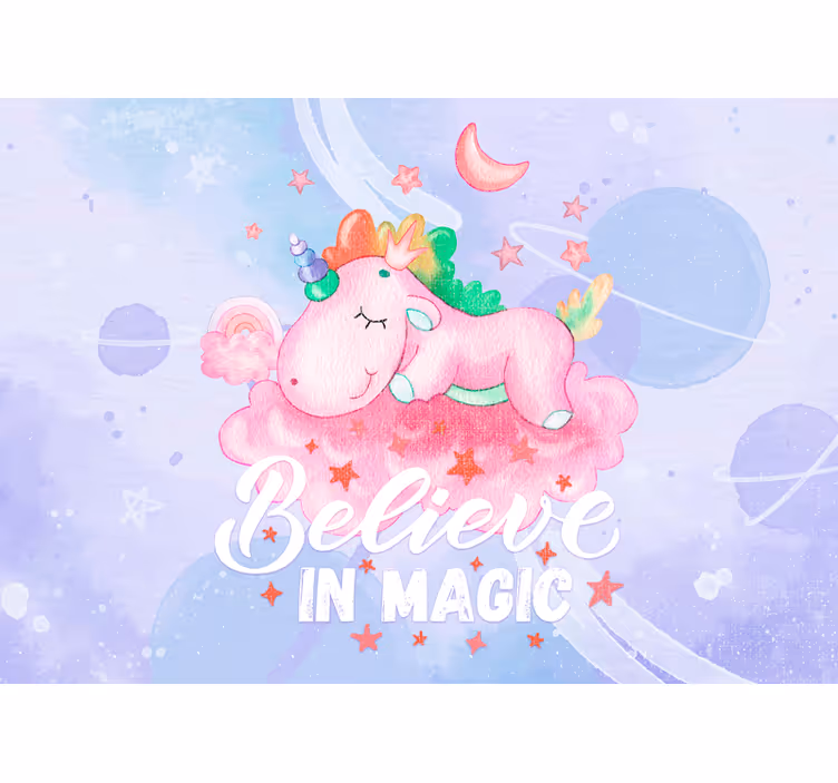 Papel mural infantil nube de sueños de unicornio - TenVinilo