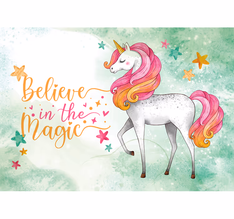Papel mural fantasía unicornio en encantamiento - TenVinilo