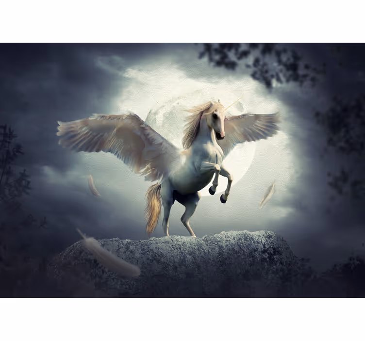 Papel mural fantasía unicornio volador mágico - TenVinilo