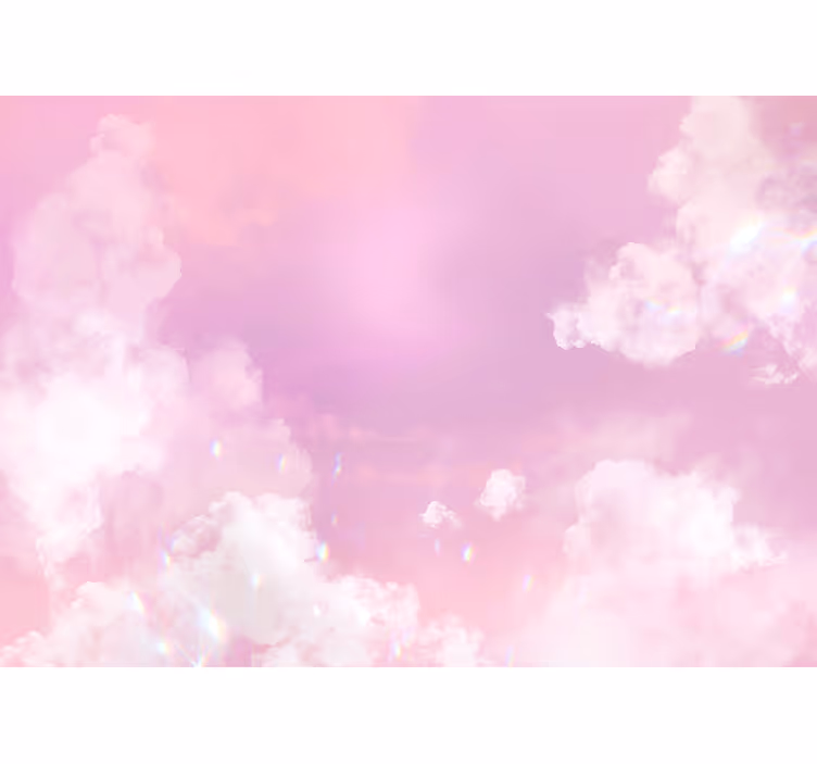 Fotomural juvenil Nubes blancas cielo rosa - TenVinilo