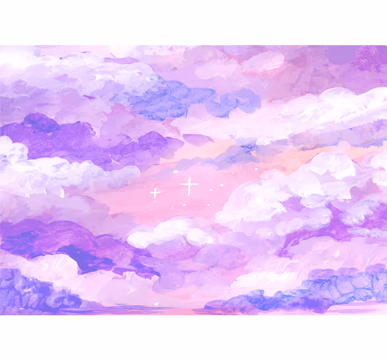 Papel mural cielo nubes moradas suaves - TenVinilo