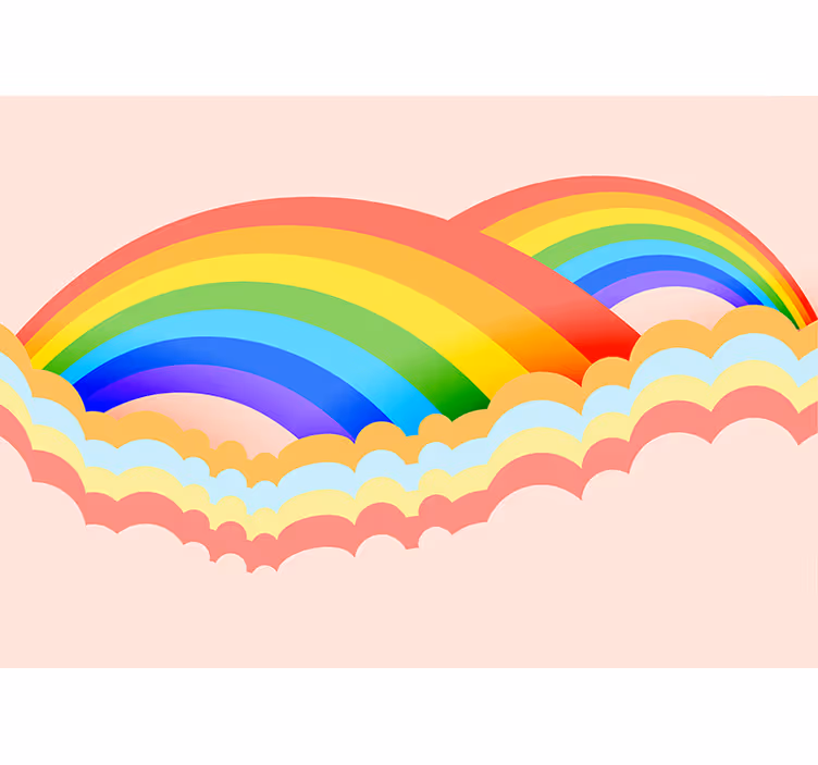 Mural infantil Fondo arcoiris con nubes - TenVinilo