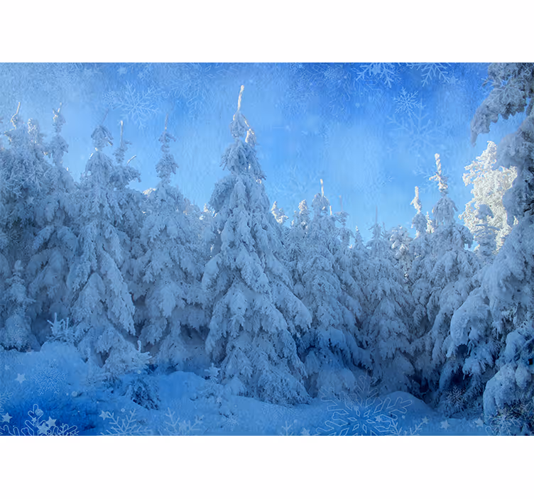 Papel mural bosque Árboles de pino nevados - TenVinilo