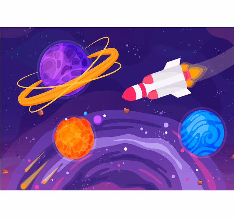 Papel mural fantasía cohete en el espacio - TenVinilo