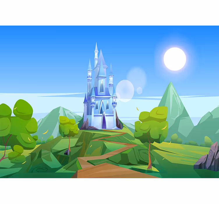 Papel mural fantasía paisaje de castillo encantado - TenVinilo