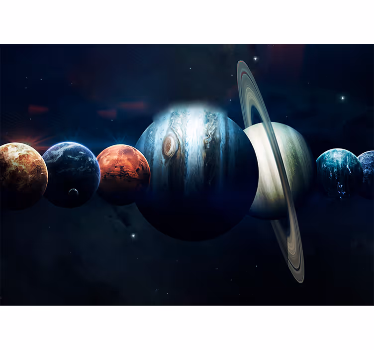 Papel mural espacio planetas en órbita - TenVinilo