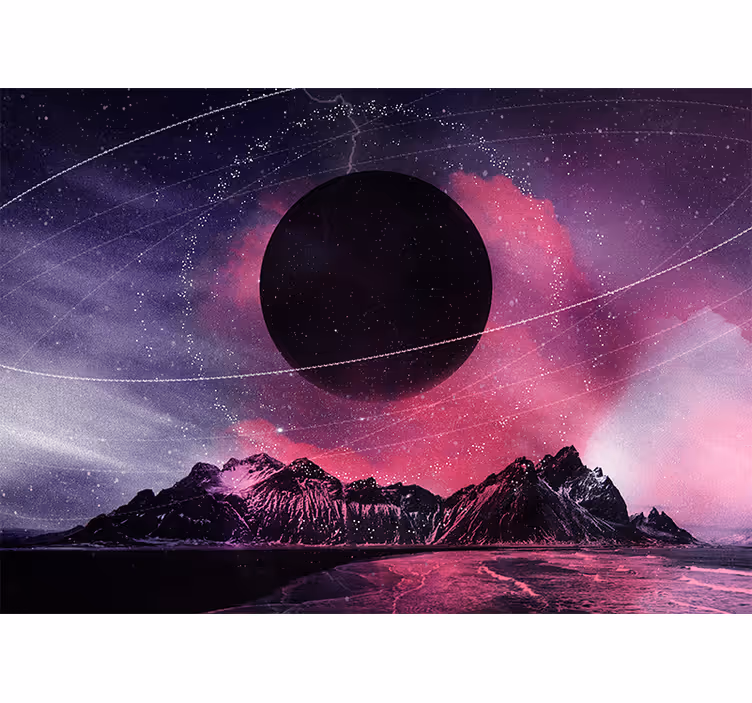 Papel mural espacio planeta negro cósmico - TenVinilo