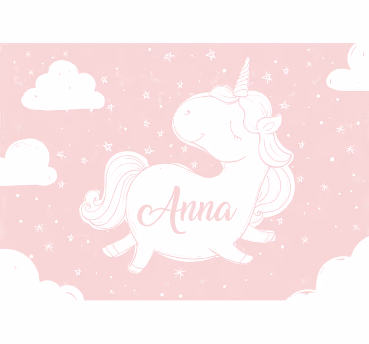 Papel mural infantil diseño de unicornio juguetón - TenVinilo