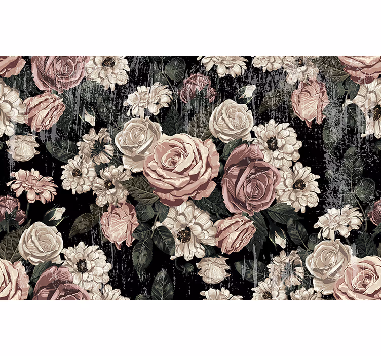 Papel mural flores explosión floral vintage - TenVinilo