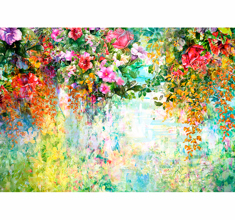 Papel mural flores diseño de flores en flor - TenVinilo