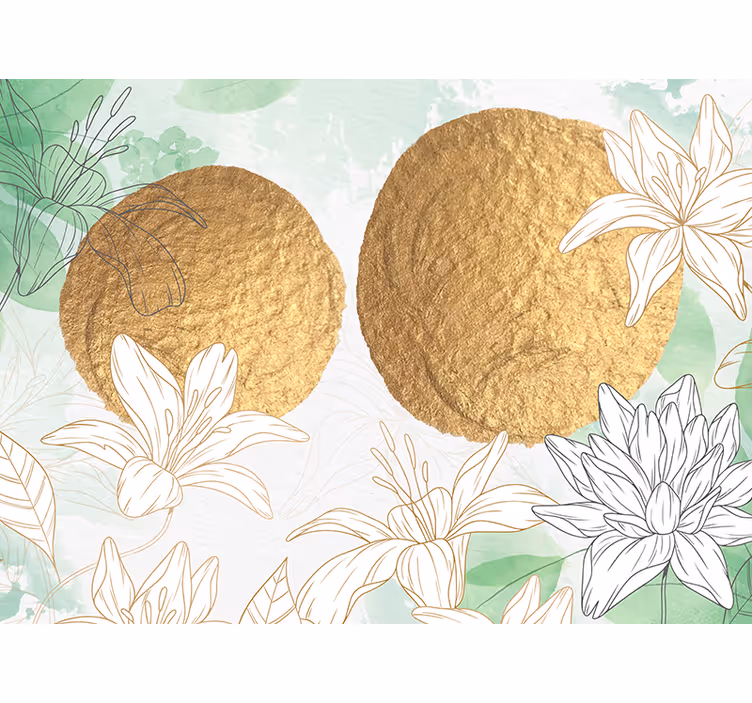 Papel mural flores acentos florales dorados - TenVinilo